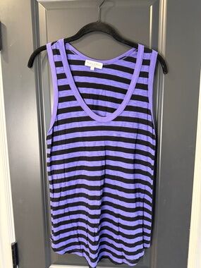 Michael Stars Purple & Black Striped Scoop Tank